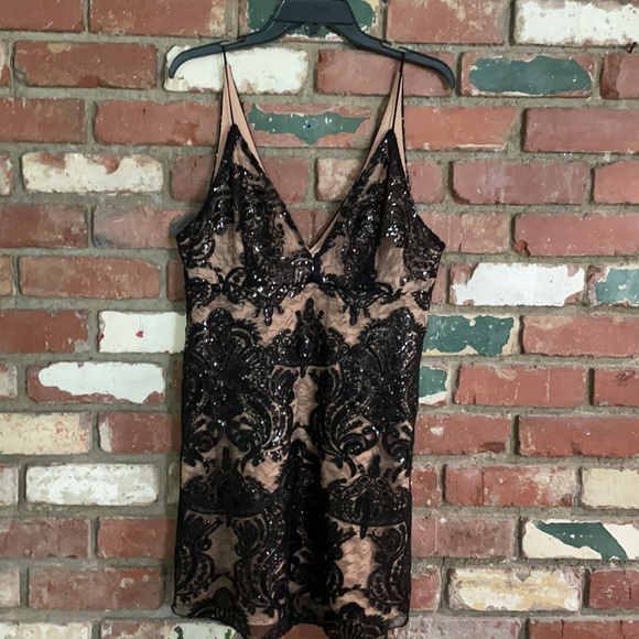 Free People Night Shimmers Mini party black Dress Lace Sequins NWT - Picture 6 of 10